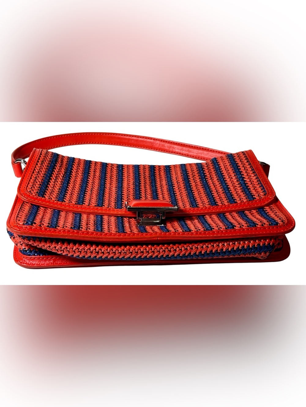 MARC BY MARC JACOBS Red & Navy Straw Shoulder Bag - Picture 4 of 10